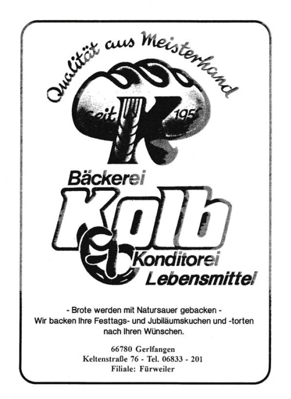 Werbung Bäckerei Kolb #Gerlfangen 1994