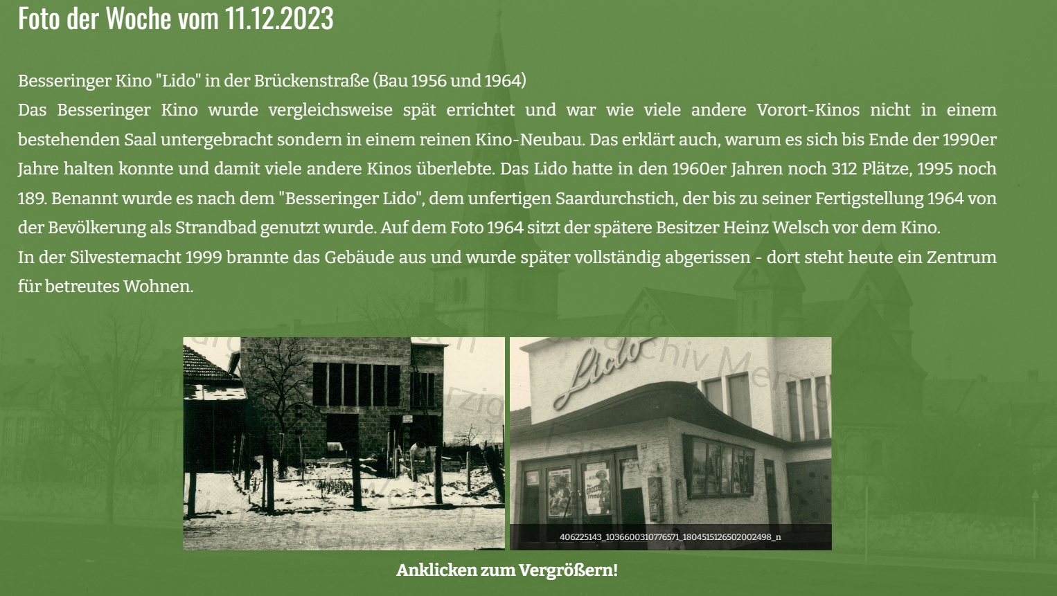 Besseringer Kino „Lido“ in der Brückenstraße (Bau 1956 und 1964)