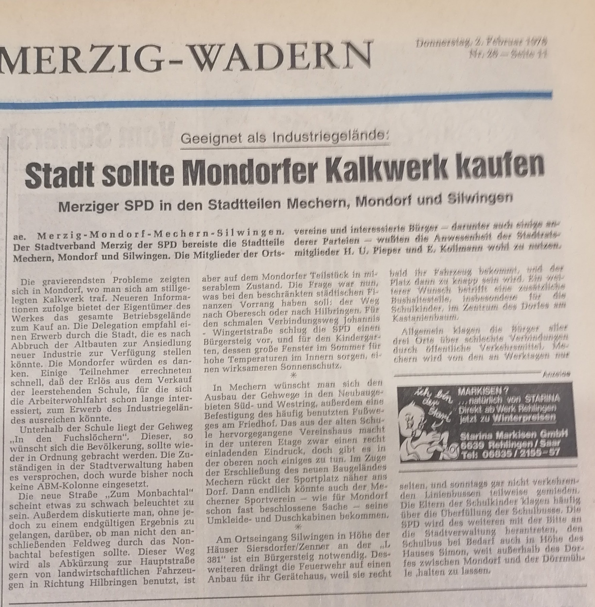 In wechem Jahr schloss das Mondorfer Kalkwerk?