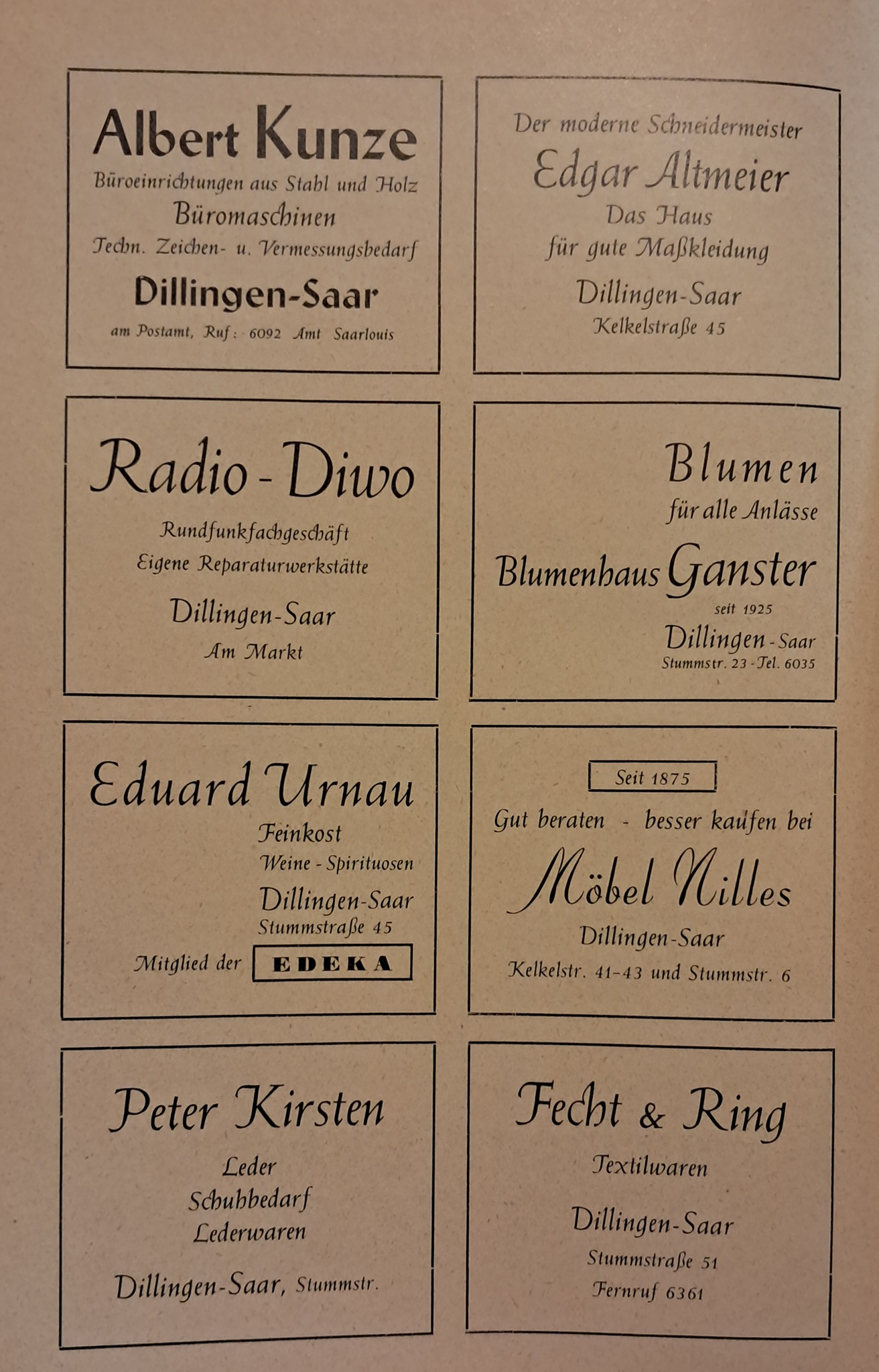 Geschäfte in Dillingen 1953