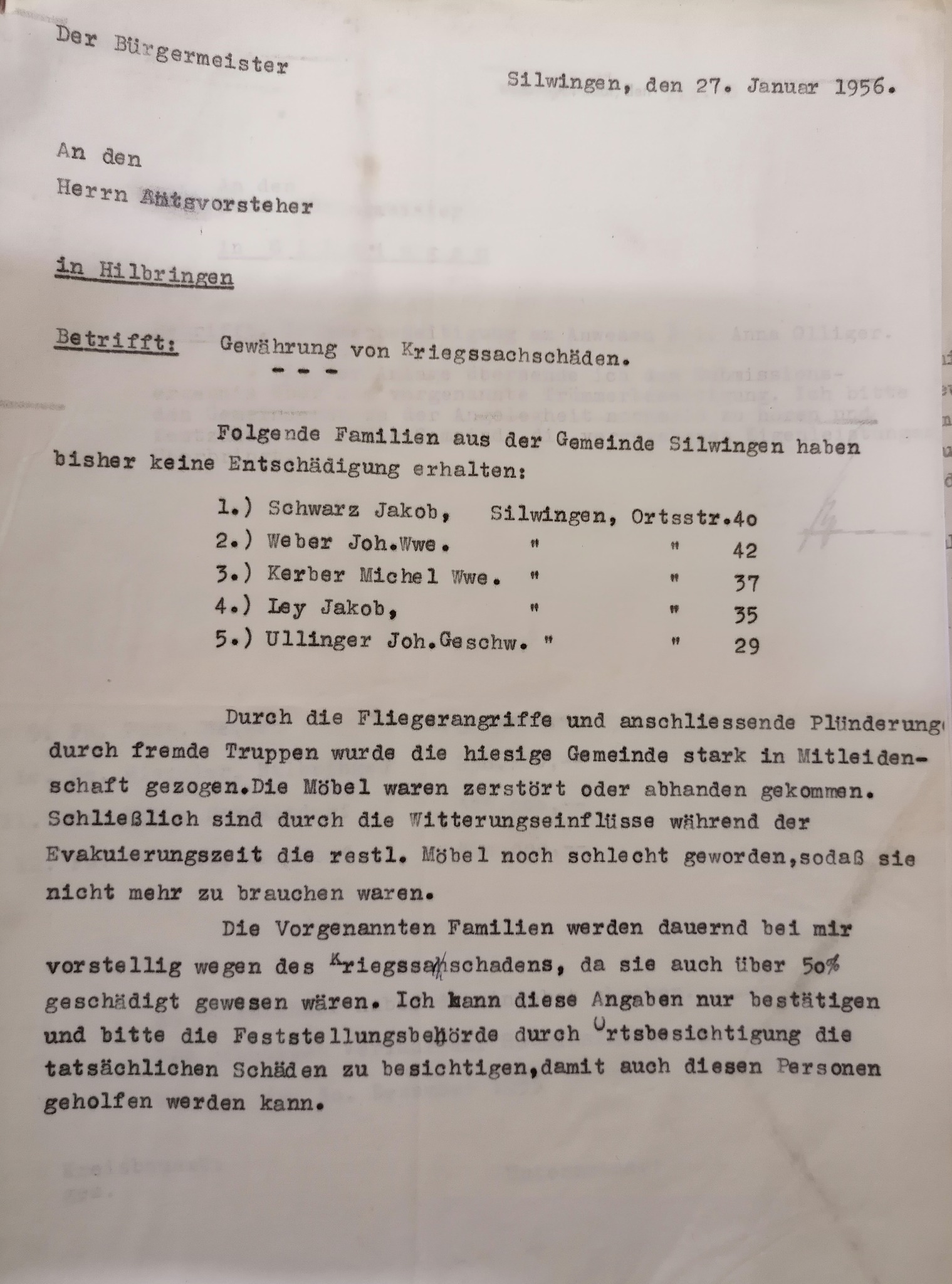 Kriegsschäden in Silwingen