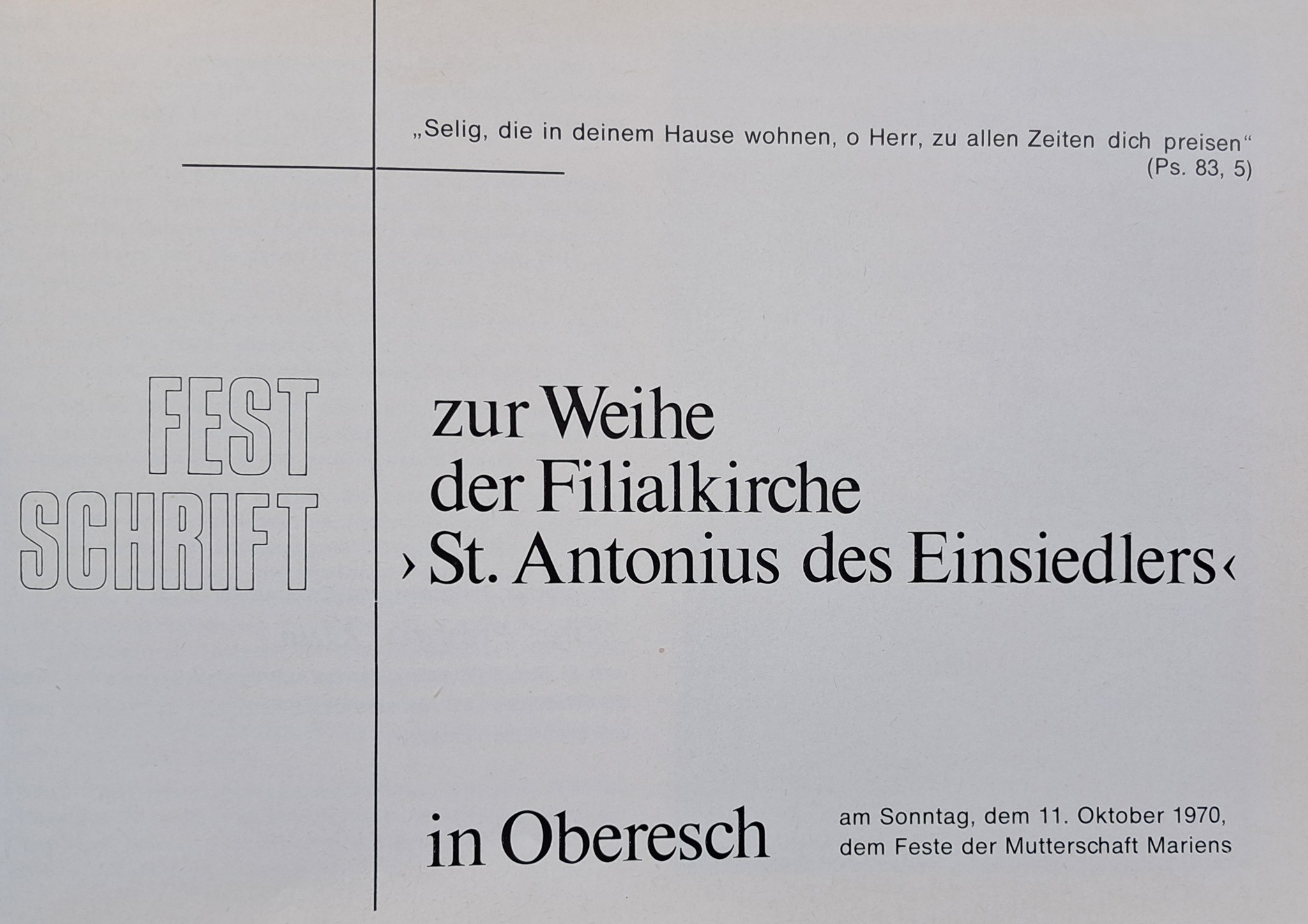 Werbung aus  Festschrift zur Weihe der Filialkirche St. Antonius des Einsiedlers in Oberesch