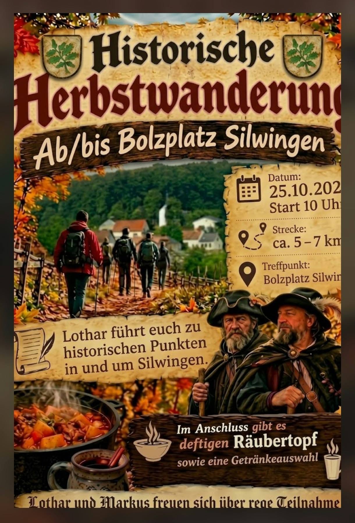 Histroische Wanderung um Silwingen und Mondorf am 25 Oktober 10 Uhr Silwingen hinterm Dorf am Boltzplatz